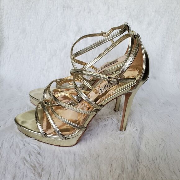 Badgley Mischka Zula Gold Platform Strappy Sandal Size 8 - Picture 4 of 6